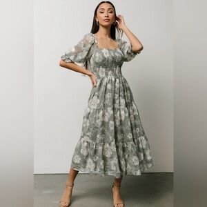 Balticborn Fabian Jacquard Midi Dress | Dusty Sage